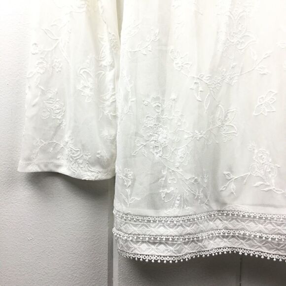White House Black Market Cream Embroidered Tunic S‎ - Picture 3 of 16
